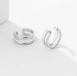 925 Sterling Silver Double Band Earring Cuffs "Jax"