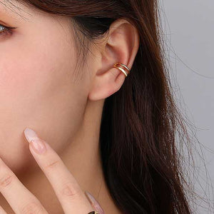 18K Gold Double Band Earring Cuffs "Jax"