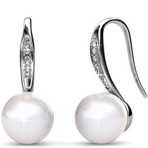 18K White Gold Crystal and Pearl Earrings "Julia"