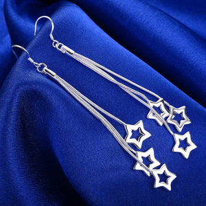 silver matariki star dangle earrings frenelle jewellery