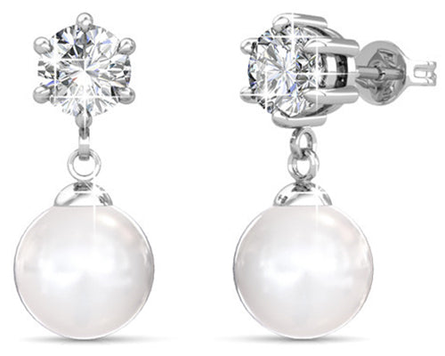 crystal pearl drop earrings bridal wedding auckland nz