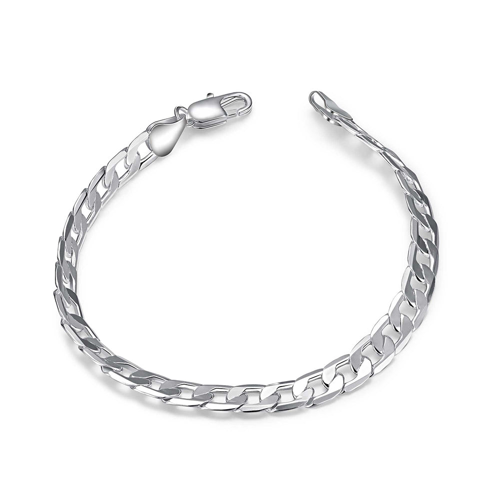 925 Sterling Silver Flat Curb Chain "Lyndsey" (6mm)