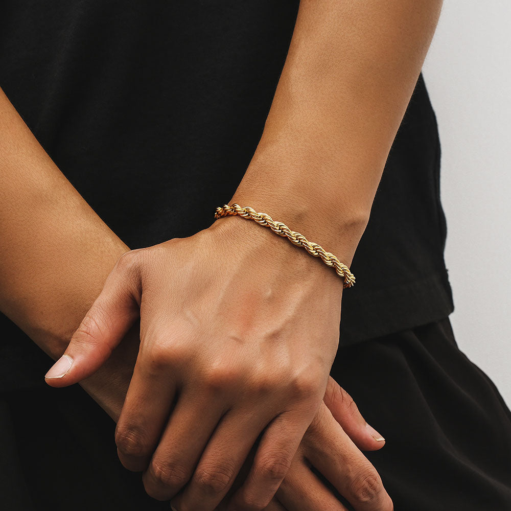 gold twisted rope bracelet by frenelle jewellery online nz