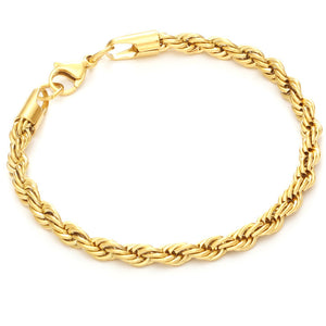 Gold Twisted Rope Bracelet (4mm)