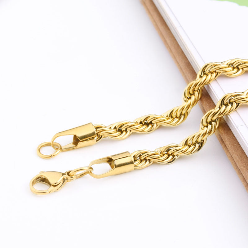 Gold Twisted Rope Bracelet (4mm)