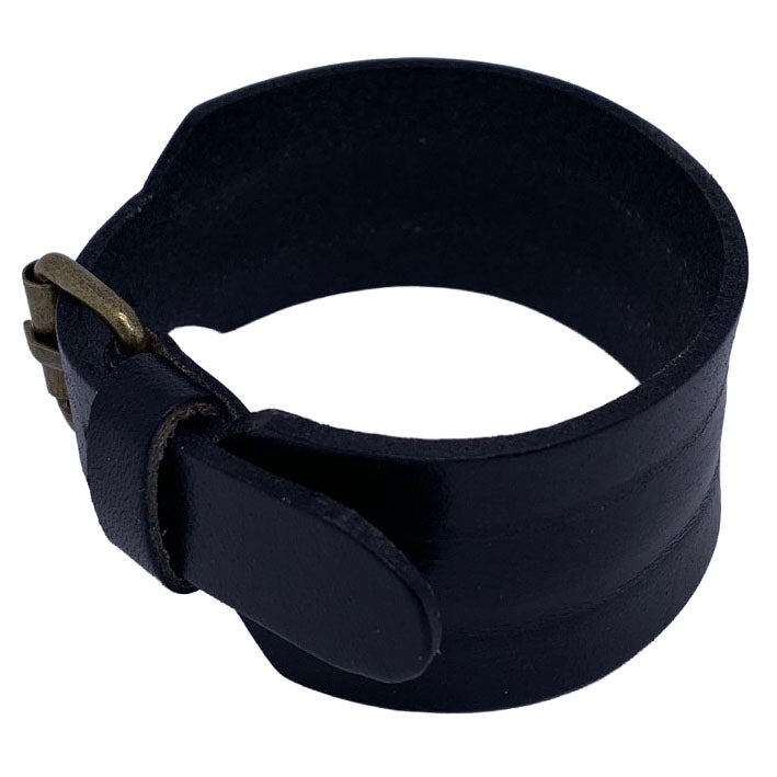 plain black leather bracelet from Frenelle Jewellery