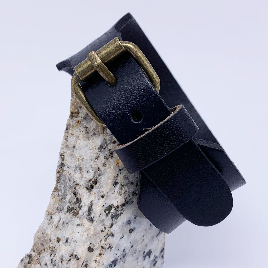 plain black leather bracelet from Frenelle Jewellery