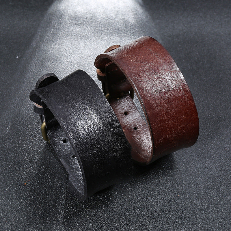 plain black leather bracelet from Frenelle Jewellery