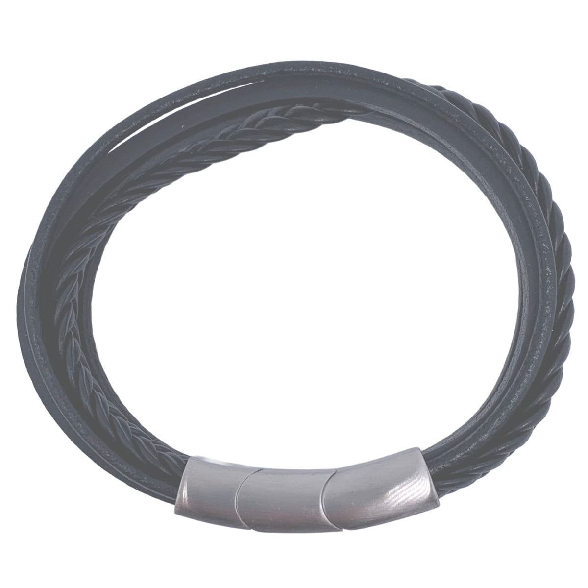 black leather bracelet 5 strand frenelle jewellery
