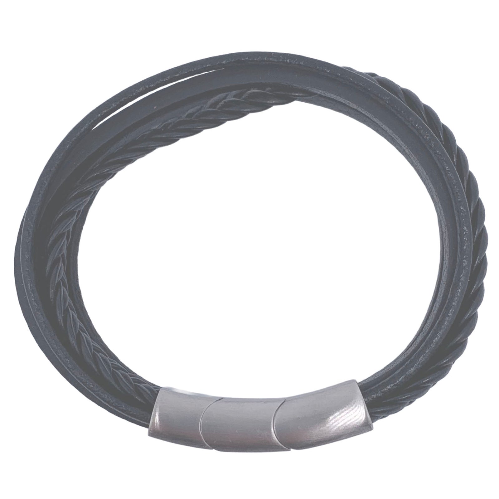 black leather bracelet 5 strand frenelle jewellery