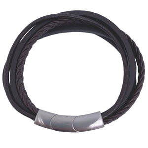 brown leather bracelet 5 strand frenelle jewellery