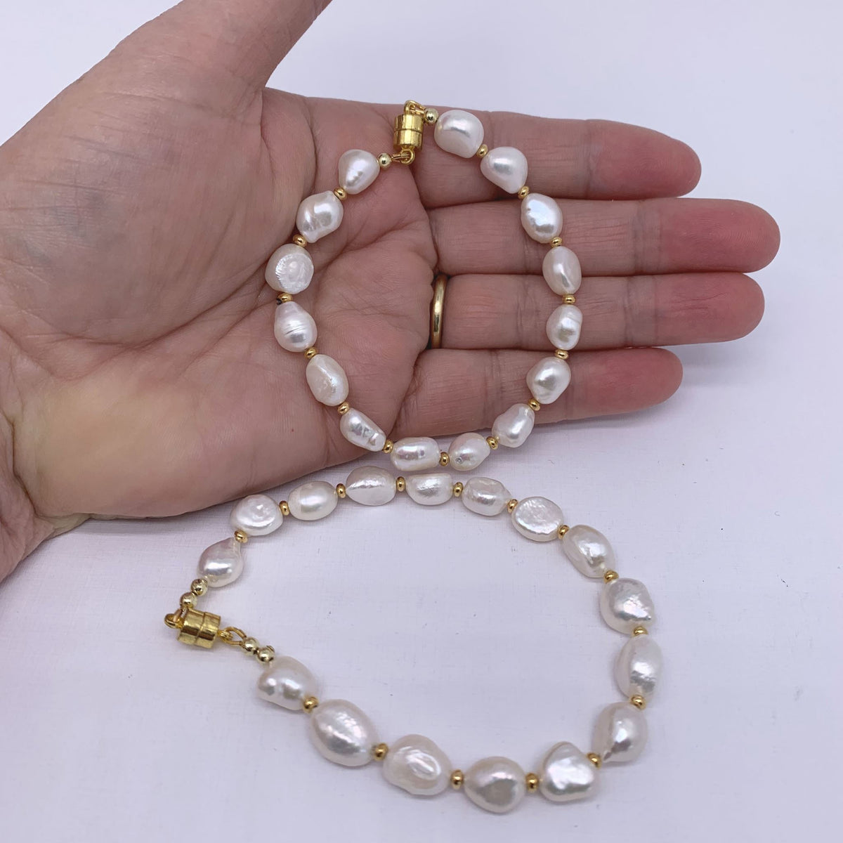 white baroque pearl bracelet frenelle jewellery