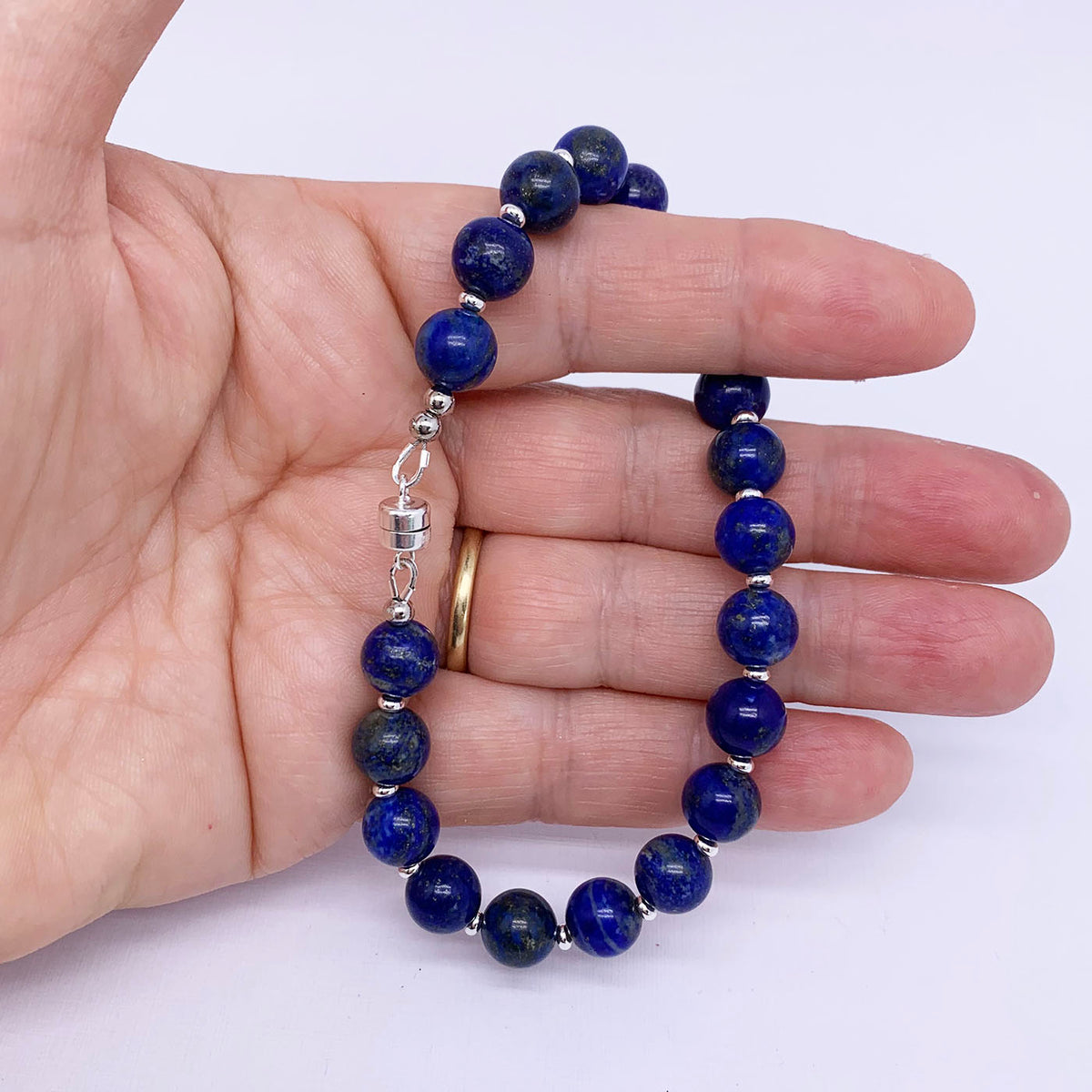 silver lapis lazuli bracelet by frenelle jewellery
