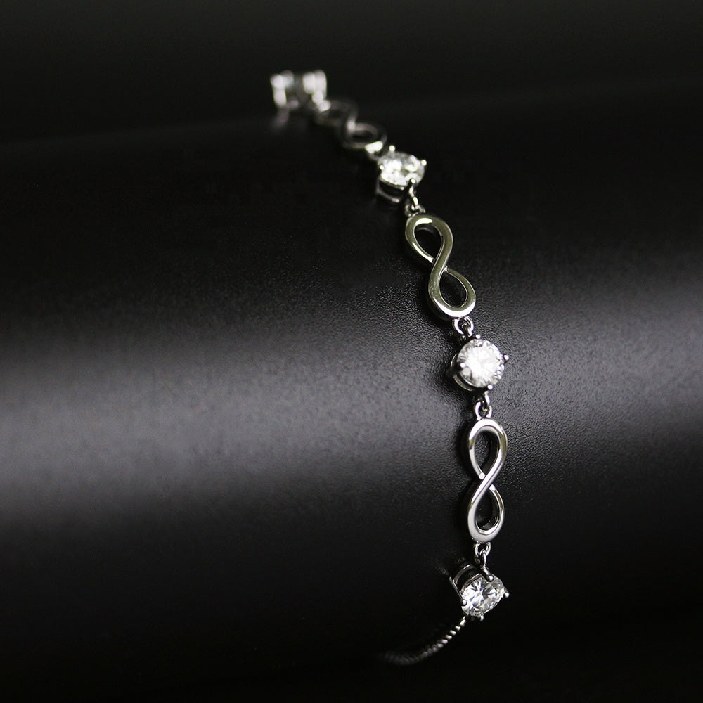 silver adjustable moissanite bracelet .5 carat