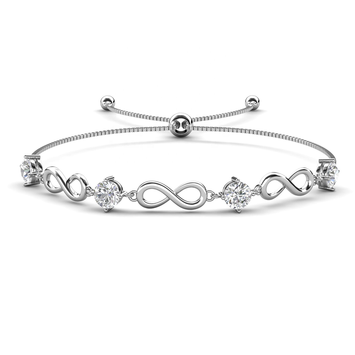 silver adjustable moissanite bracelet