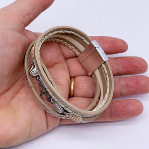 champagne multi strand leather bracelet frenelle jewellery