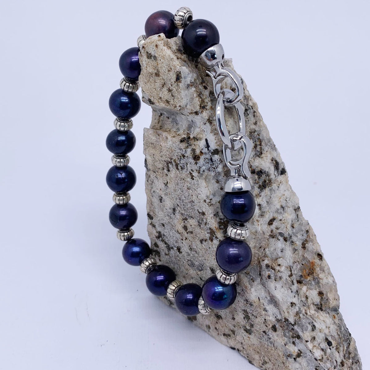 Silver peacock pearl bracelet frenelle jewellery