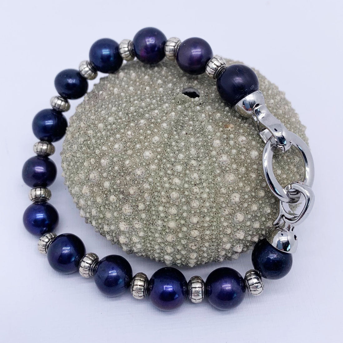 Silver peacock pearl bracelet frenelle jewellery
