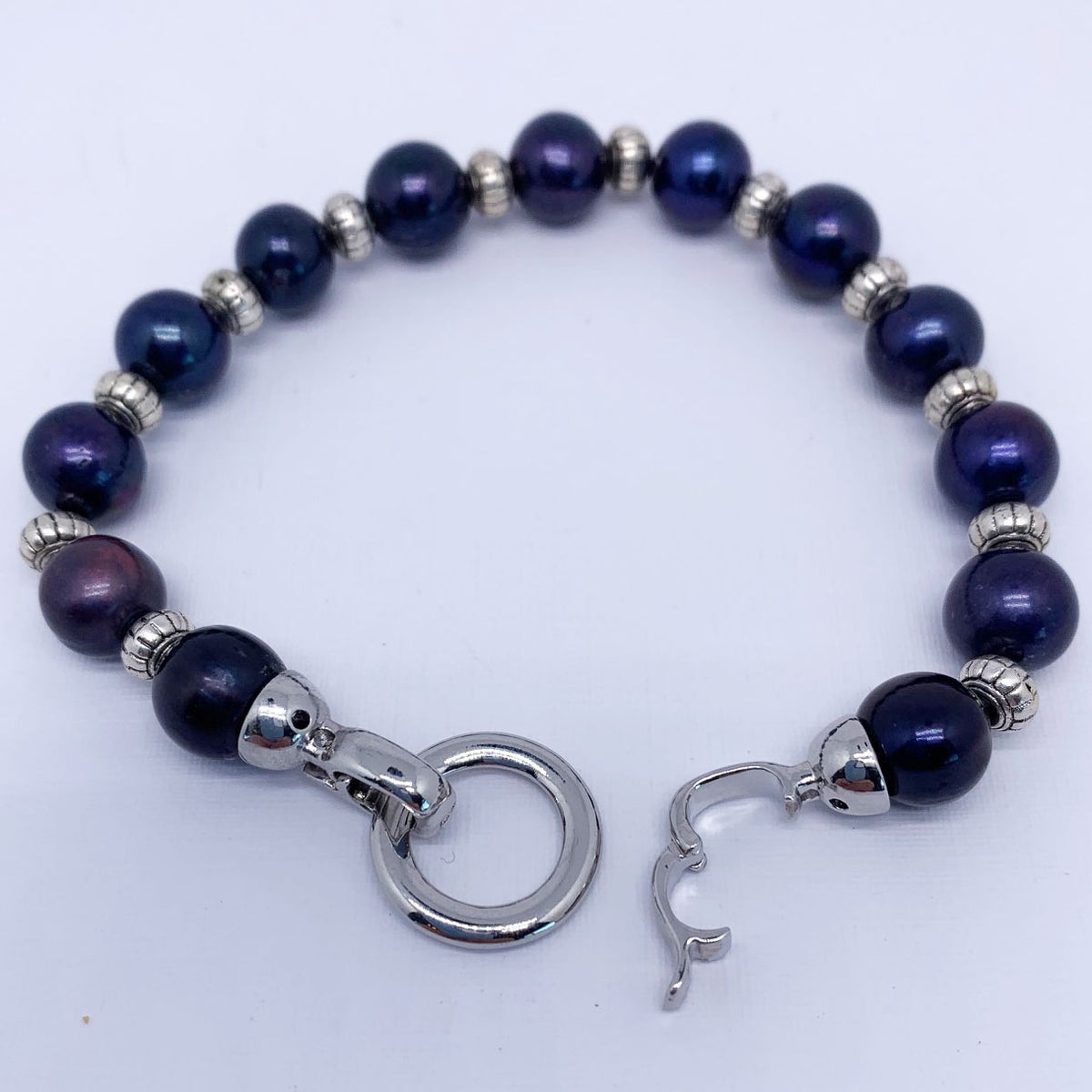 Silver peacock pearl bracelet frenelle jewellery
