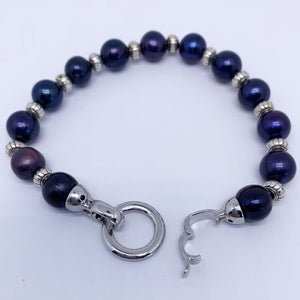 Silver peacock pearl bracelet frenelle jewellery