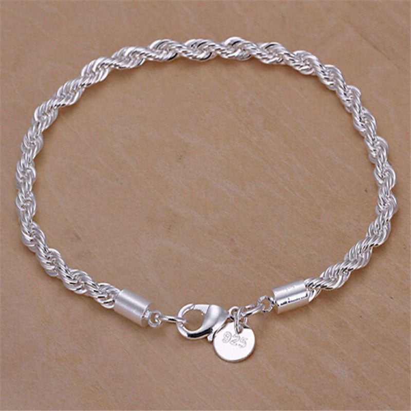 Silver Twisted Rope Bracelet (4mm)