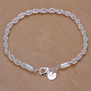 Silver Twisted Rope Bracelet (4mm)