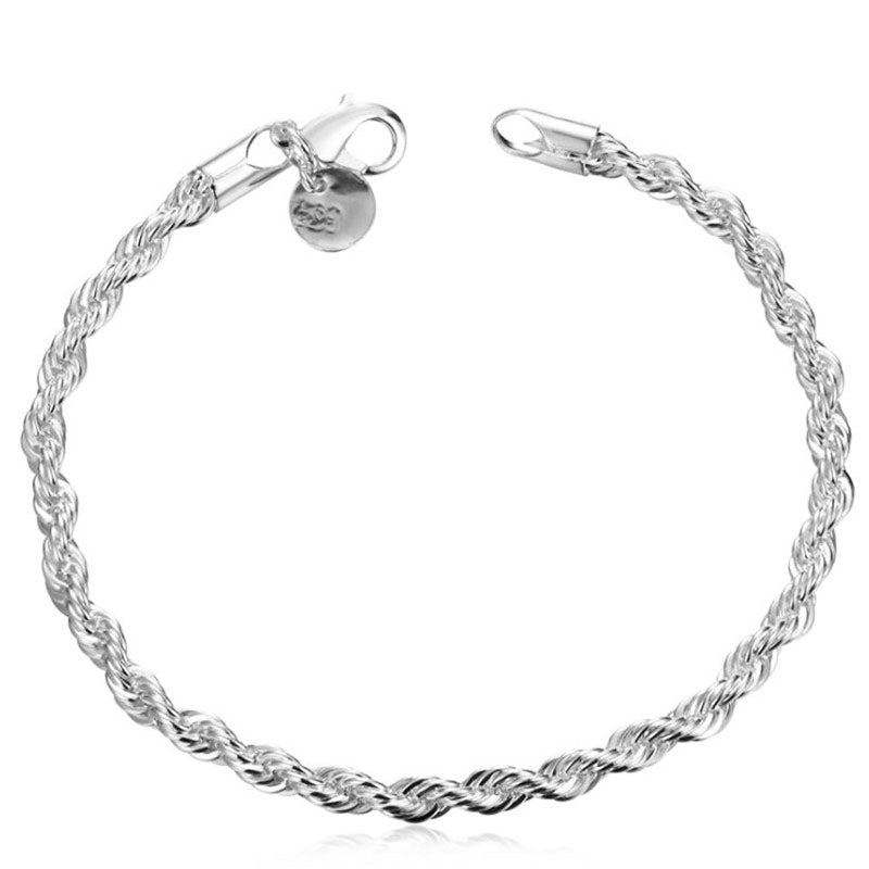 Silver Twisted Rope Bracelet (4mm)