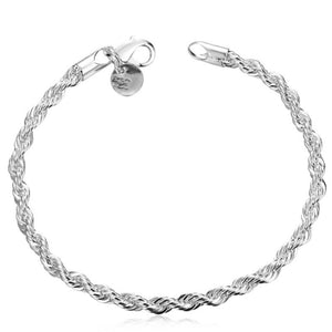 Silver Twisted Rope Bracelet (4mm)