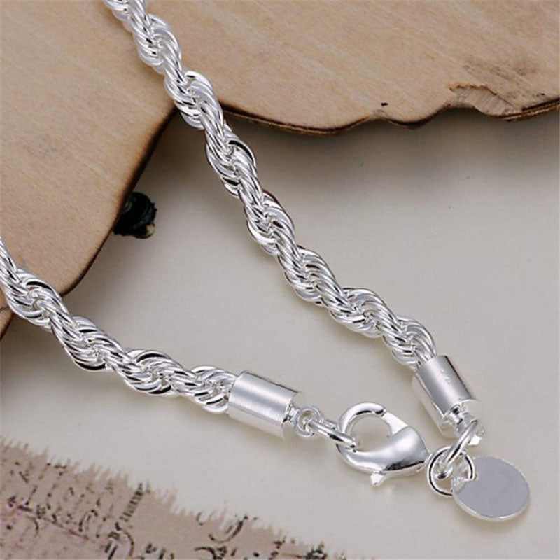 Silver Twisted Rope Bracelet (4mm)