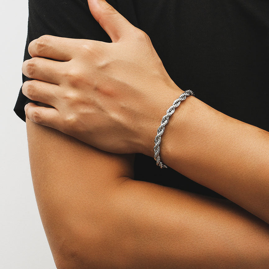 Silver Twisted Rope Bracelet (4mm)