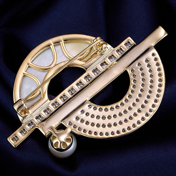 Gold pearl brooch frenelle jewellery