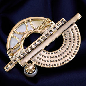 Gold pearl brooch frenelle jewellery