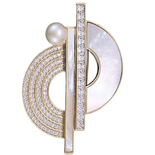 Gold pearl brooch frenelle jewellery