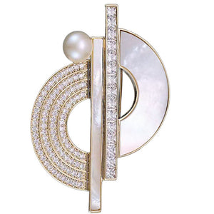 Gold pearl brooch frenelle jewellery