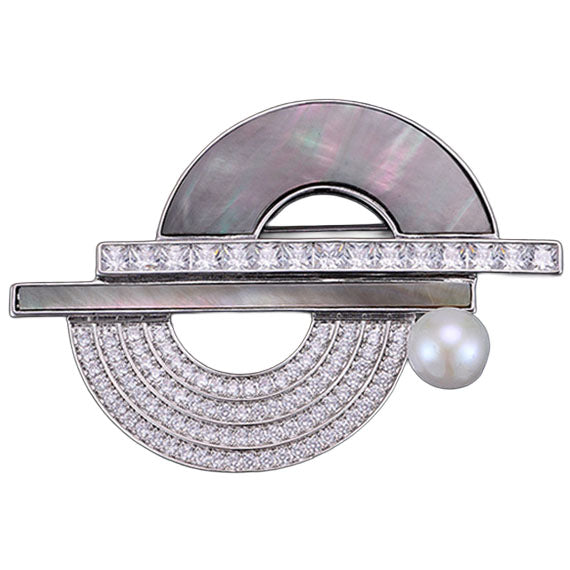 silver pearl brooch frenelle jewellery