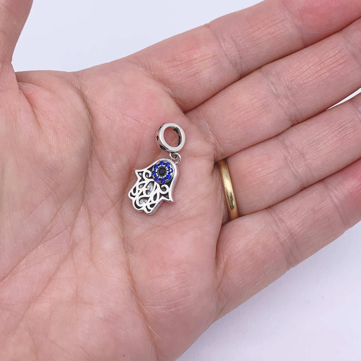 Hamsa hand of fatima silver charm evil eye jewellery