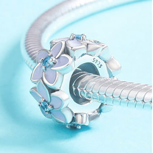 925 Sterling Silver Spacer charm with Lilac Flowers