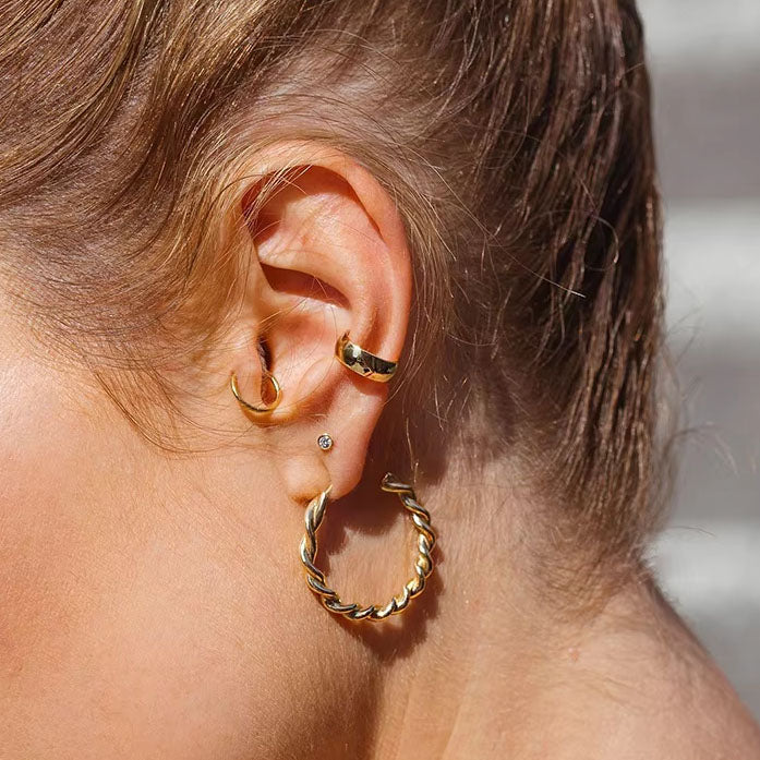 gold plain earring cuff frenelle jewellery