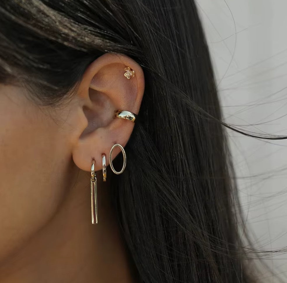 silver plain earring cuff frenelle jewellery