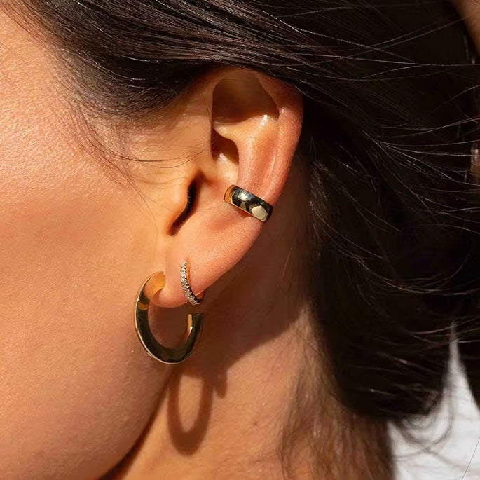 silver plain earring cuff frenelle jewellery