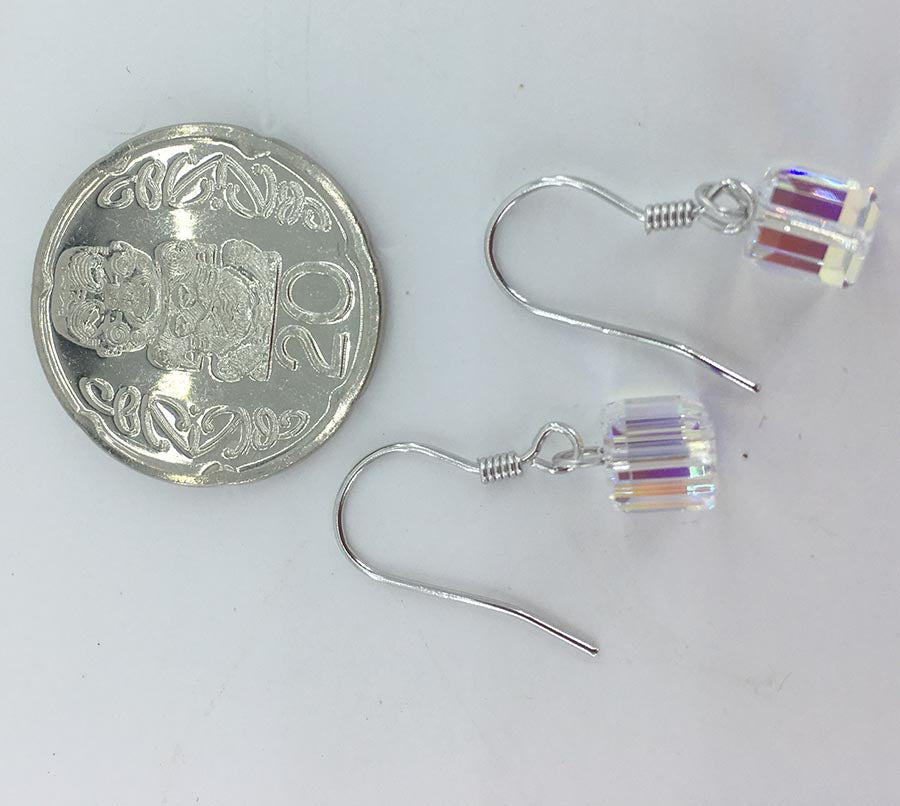 925 Sterling Silver Crystal Cube Earrings "Ariana"