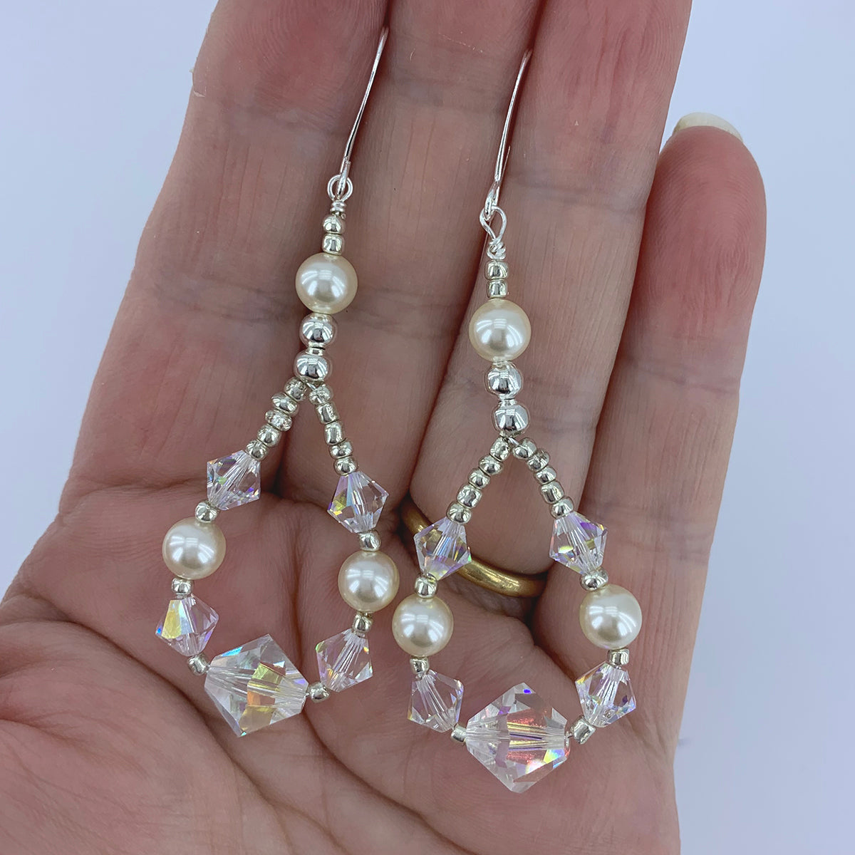Silver Wedding Earrings with Premium Crystals "Alita"