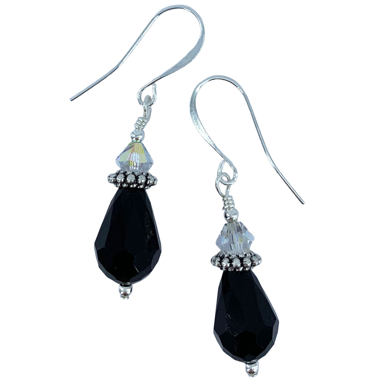 Black drop earrings with AAA Grade crystals "Jamal" (Crystal)