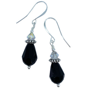 Black drop earrings with AAA Grade crystals "Jamal" (Crystal)