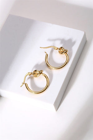 gold knotted hoop earrings frenelle jewellery