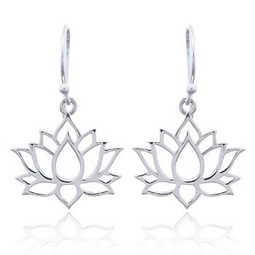 silver lotus necklace earrings