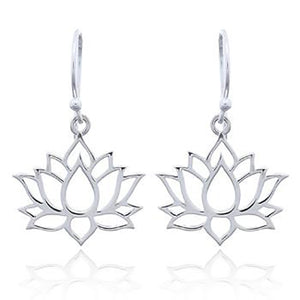 silver lotus necklace earrings