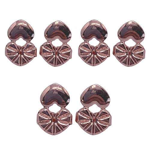 3 pairs rose gold heart shaped earring back lifters frenelle jewellery