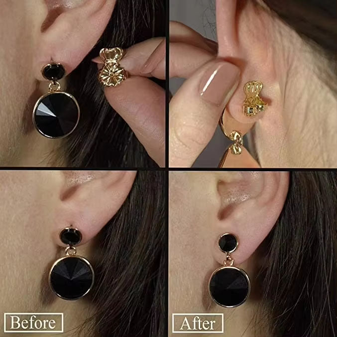 1 Pair Rose-Gold Earring Back Lifters "Crown"