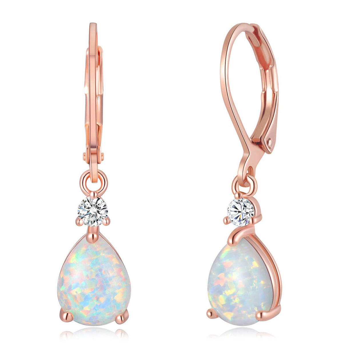 rose gold opal leverback earrings frenelle jewellery